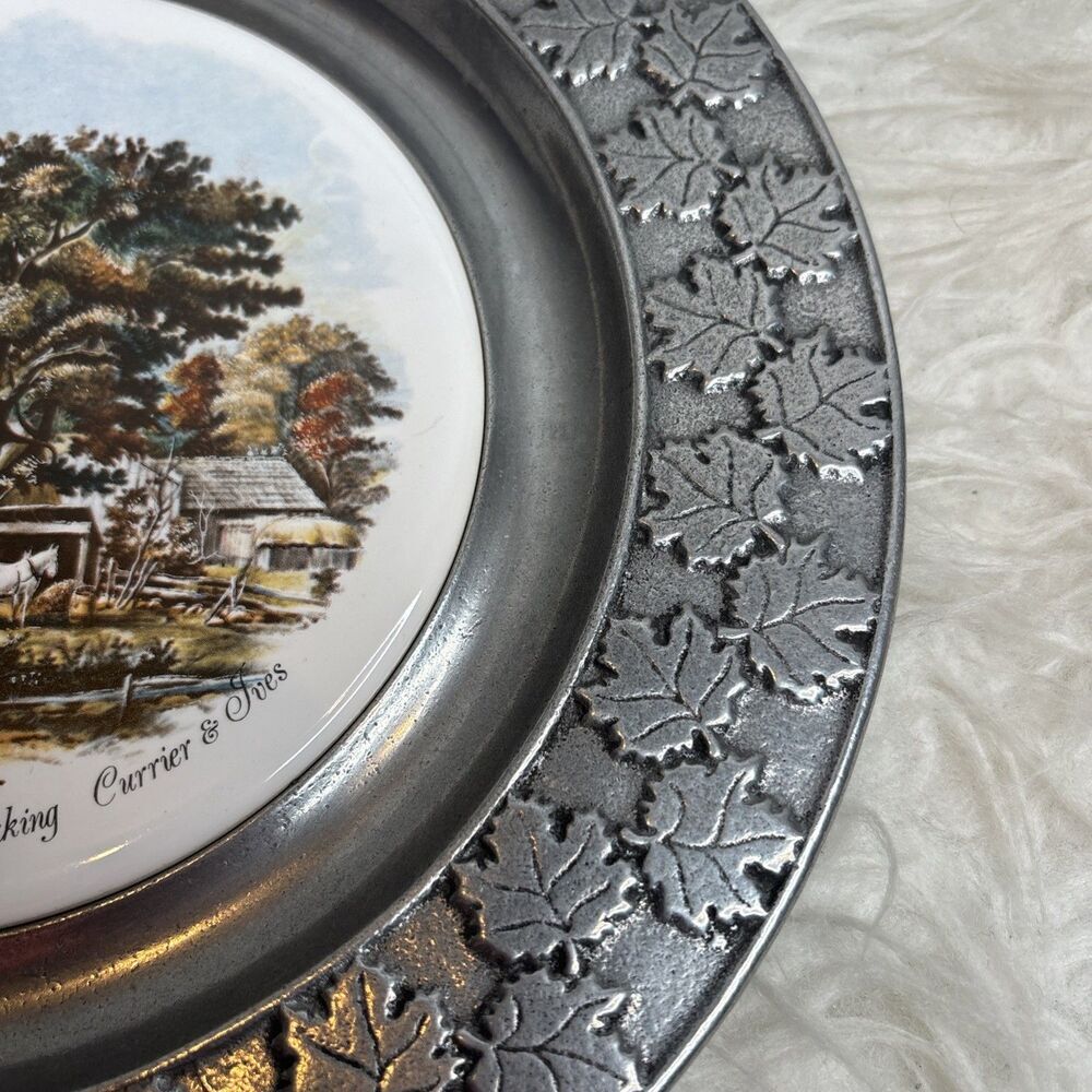 Currier & Ives Pewter Plate "Autumn In New England" - Picture 16 of 16